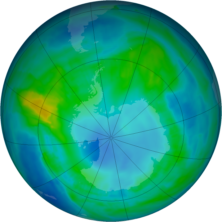 Antarctic ozone map for 25 April 2015